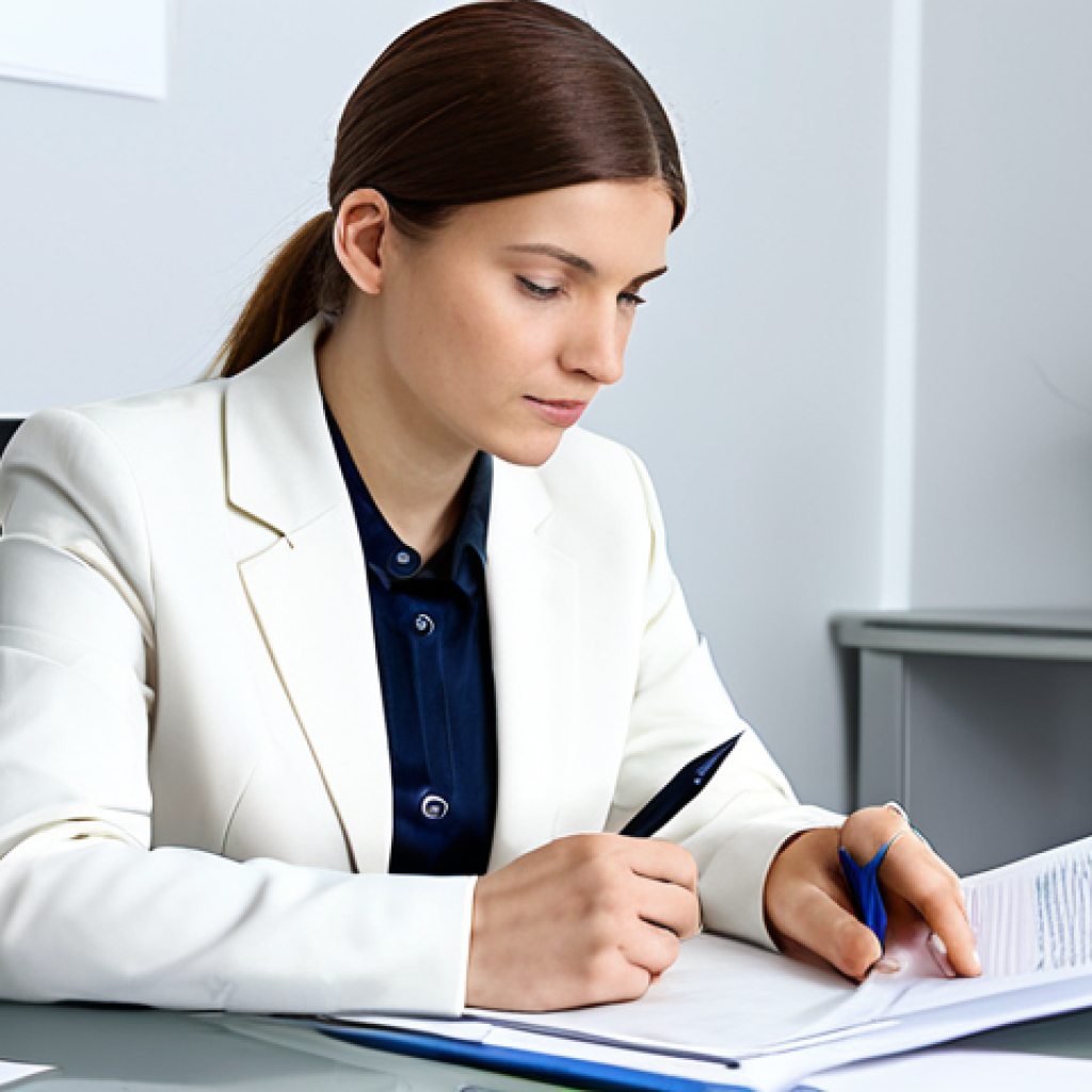 Ethical Dilemma in a Modern Office**
"A professional social worker, fully clothed in modest professional attire, thoughtfully reviewing documents at a clean desk in a bright, modern office. She is holding a pen and appears to be considering a complex case. Natural pose, perfect anatomy, correct proportions. Safe for work, appropriate content, high quality, ethical decision-making concept, well-formed hands, proper finger count."
**