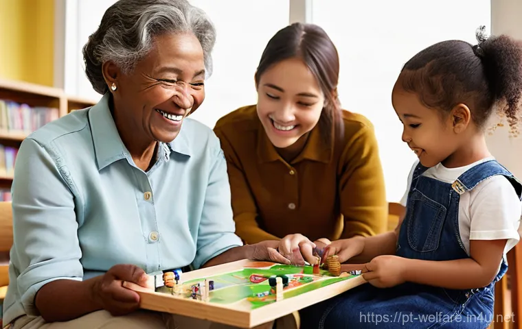 사회복지 전문가 인터뷰 - **Prompt:** A vibrant community garden teeming with life. A diverse group of children, aged between ...