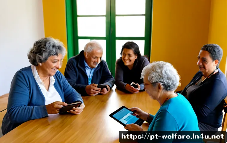 Home 17 사회복지 트렌드 - Photorealistic modern community social welfare center in Lisbon, Portugal, diverse older adults and ...